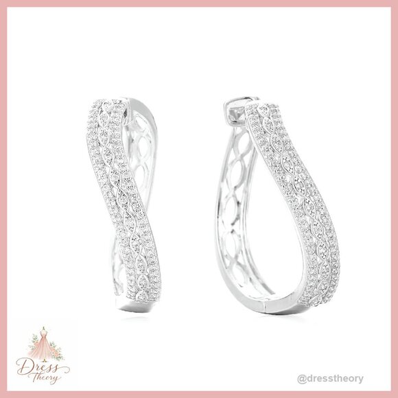 Jewelry - Sterling Silver 18K CZ Huggie Hoop Earrings 18mm Post Back Party